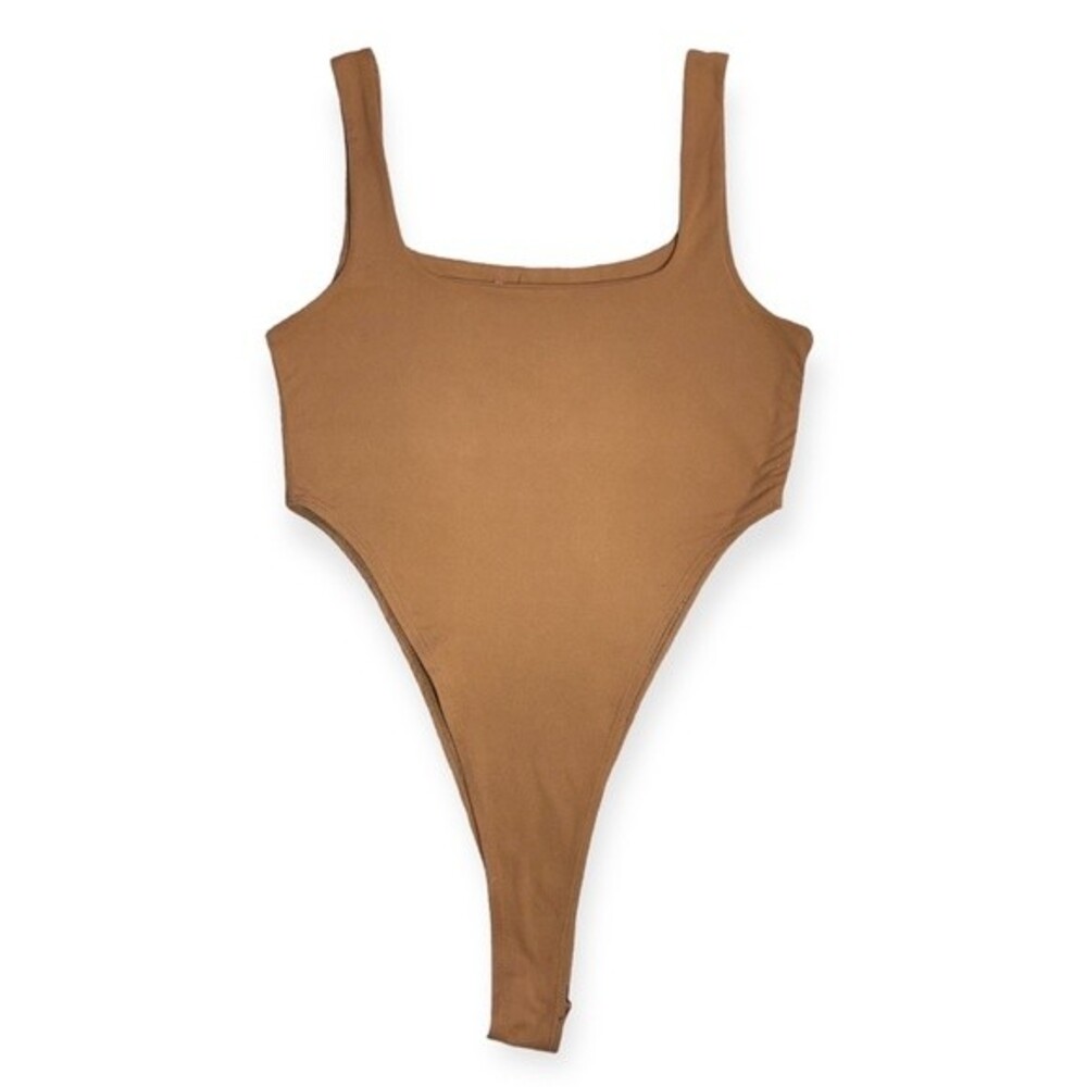 Women’s Brown Seamless Ultra High Leg Square Neck Bodysuit
